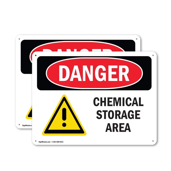 Signmission Chemical Storage Area Danger Sign, Plastic, 10in W x 7in L, 2PK OS-2PACK-DS-P-710-L-1061 - main
